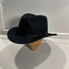 Black 100  Wool Men   s Fedora Felt Hat Cap With Decorative Belt Osfm