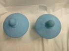 Pair Of Vintage Fenton Blue Satin Glass Footed Candy Dish  Sugar Bowl With Lids
