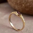 Art Deco 2 50ct Marquise Lab Created Diamond Red Garnet 14k Yellow Gold Fn Ring