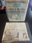Lot Of 2 Vintage 1980 John Lennon Shot Dead Beatles Philadelphia Newspapers Rare