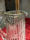 Vintage Sterling Silver Rimmed And Overlay Etched Crystal 9 1 2   cocktail Pitcher