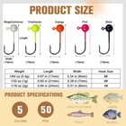 100pcs Painted Round Jig Heads Fishing Hook Crappie Bass Lures Bait 1 64 1 32 Oz
