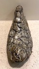 Vintage Mexican Folk Art Milagro Metal Charms Covered Wood Shoe 6 5 