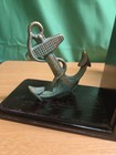 Anchor Bookends Nautical Brass   Wood Pair