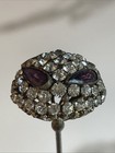 Estate Victorian Prong Set Amethyst   Clear Rhinestone 10    Long Hatpin Sti-6