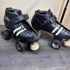 Vtg Riedell 265 Vandal Black White Stripe Roller Derby Speed Skates Powerdyne