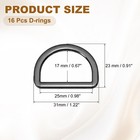 16pcs Metal D Ring  1   - Zinc Alloy D Buckle Flat Dee Rings  Gray