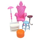 Lot Of Barbie Furniture 3 Beds Throne Chair 2 Stools Lamp Pillows 2 Side Tables