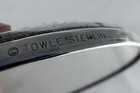 Towle Pressed Glass Vanity Powder Jar W  Sterling Silver Lid   Powder Puff