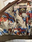 Men s Vintage 90 s World Map Lined Brown Leather Bomber Flight Jacket Sz Small