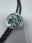 Taxco Mexico 925 Silver Inlaid Malachite Tribal Warrior Bolo Tie Te-49