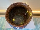 Antique 19 Century Syrian Ceramic Enamel Hammered Copper Bowl