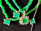 2 Set Vintage Natural Mined Colombian Emerald 20 Cts Necklace Bracelet 18k Gold