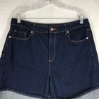 Loft The Cuff Short Womens 31 12 Dark Wash High Rise Denim Jean Shorts Indigo