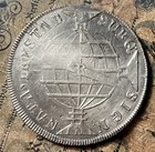 1818-r Brazil 960 Reis Struck Over Chile Volcano Peso Extremely Rare Cleaned