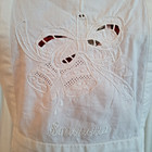 Vintage Full Apron White Cotton Embroidered Pinafore Pocket  simonetta 