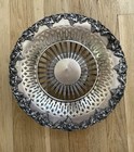 Vintage 11    Silver Plate  Slotted Pedestal Basket Missing Handle Unknown Mark