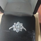 Signed Round Cluster Engagement Ring 925 Sterling Silver  Size 9