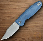 Cmb Made Knives Lucky Folding Knife 3 25  14c28n Steel Blade Blue Micarta Handle