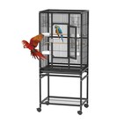 53 9 Inch Black Bird Cage Large Parrot Cage W tray Food Boxes And Wooden Perches