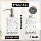 12oz Glass Soap Dispenser With Stainless Steel Pump     Refillable Liquid  clear 