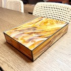 Vintage Amber Slag Glass Hinged Jewelry Box Stained Glass Trinket Organizer