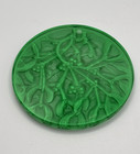 Lalique Crystal France Noel 1990 Green Mistletoe Ornament Satin   Clear