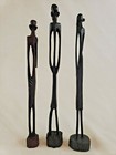 African 8  Hand Carved Wooden Statue Stick Figures Sculptures Tribal - Set Of 3 