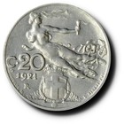 1921r Italy 20 Centesimos Au About Uncirculated