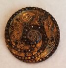 Awesome Antique Lacy Glass Button  A Paisley Design  With 99  Back Paint  1-1 6 