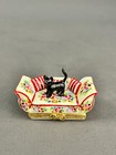 Rare Atelier De Limoges Black Cat On Sofa  2 5  Porcelain Trinket Box  Mint
