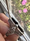 Fine Antique Art Deco Cameo Ring Hardstone 14 K White Gold