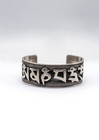 Om Mani Padme Hum Silver Large Wrist Bracelet