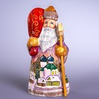 Hand-painted Wooden Santa Figurine With Winter Village Scene     Christmas Decor