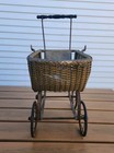 Antique Vintage Wicker Wooden Doll Carriage Buggy Pram Baby Stoller Wood Metal