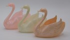 Vintage Miniature   Hard Plastic Swans   2 5  Trinket Molded Pink Cream