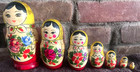 Vintage Russian Nesting Dolls Matryoshka Set Of 7 Hand Painted Semenov Wooden