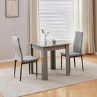 Grey Dining Table Set With 2 Chairs Modern Square Kitchen Furniture