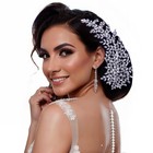 Bridal Wedding Hair Comb  Pearl   Rhinestone Side Clip For Women  silver 