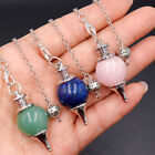 Natural Gemstone Crystal Pendulum Healing Dowsing Chakra Reiki Pendant Necklace