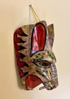 Hand Carved Painted Wood Animal Mask Tiger Jaguar Wall Hanging Art 10   