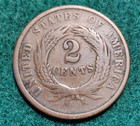 1864 Two Cent Large Motto Copper U s  Mint Coin 2c     Free Shipping  