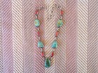 Heavy Gauge Sterling Silver Turquoise   Coral Necklace 16 To 19 Inches  92 Grams