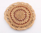 Vtg Native American Indian Hupa Yurok Woven Basket Plaque Flat Tray Trivet 4 5 