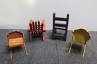 Lot Of 4  Metal   Wood Lawn Chairs 4       5  For Dolls Orange Purple Red   Yellow