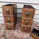 6 Antique Domestic Matching Sewing Machine Drawers Burled Wood Plus Center One