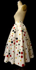 Vtg Mcm 1950s Full Circle Skirt  Fit   Flair  100  Cotton  Large Polka Dot Print