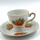 Vintage Florida Souvenir Porcelain Teacup And Saucer Oranges Gold Trim Demitasse