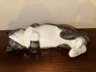Vintage Gustin Kitty Cat Ceramic Figurine Grey Black White Belly 13 