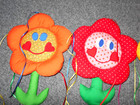 4 Vtg 1982 Jr Designs Rainbow   Calico Hanging Flower Mobiles Lot             